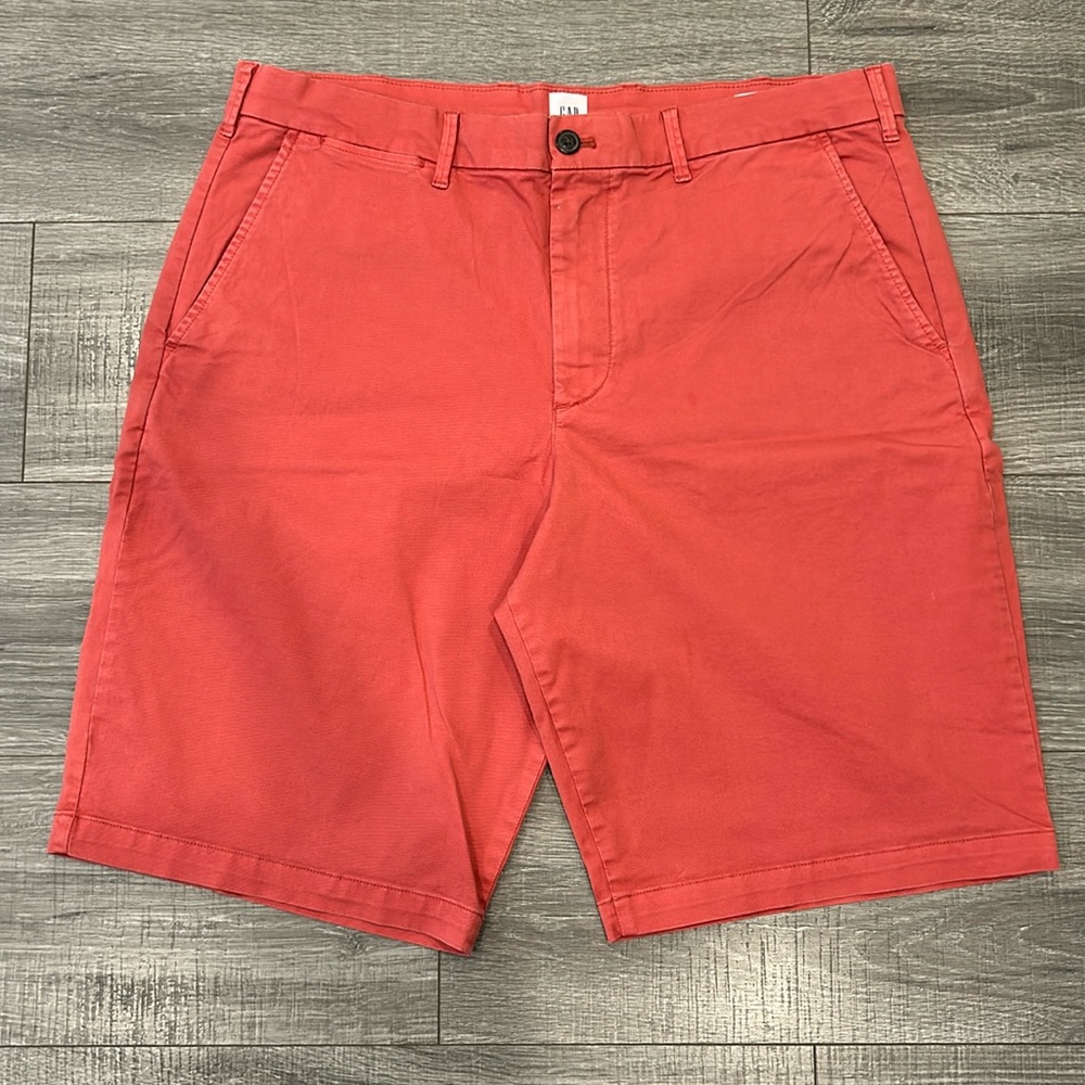 Red chino shorts